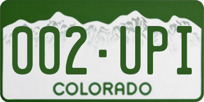 CO license plate 002UPI