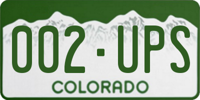 CO license plate 002UPS