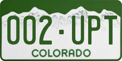 CO license plate 002UPT