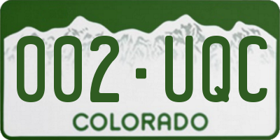 CO license plate 002UQC