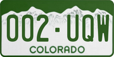 CO license plate 002UQW