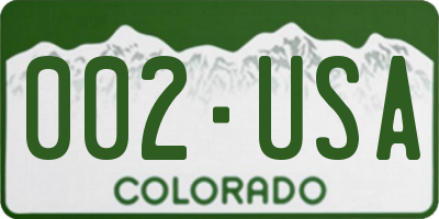 CO license plate 002USA