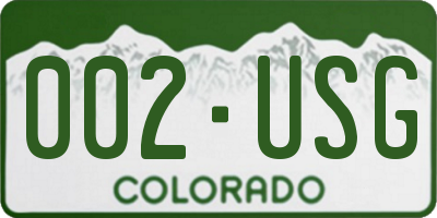 CO license plate 002USG