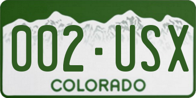 CO license plate 002USX