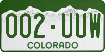 CO license plate 002UUW