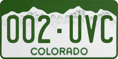 CO license plate 002UVC