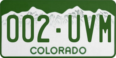 CO license plate 002UVM