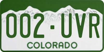 CO license plate 002UVR