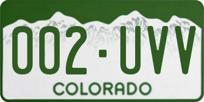 CO license plate 002UVV