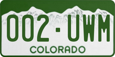 CO license plate 002UWM