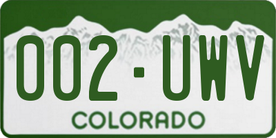 CO license plate 002UWV