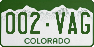 CO license plate 002VAG