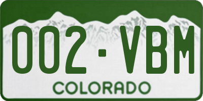 CO license plate 002VBM