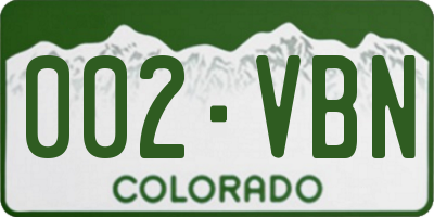 CO license plate 002VBN