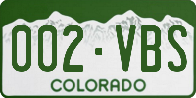 CO license plate 002VBS