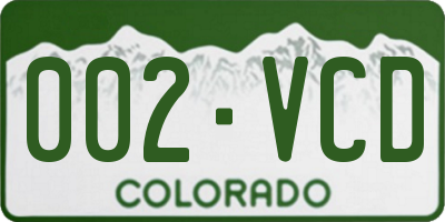 CO license plate 002VCD