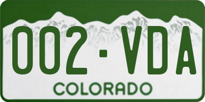 CO license plate 002VDA