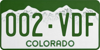 CO license plate 002VDF