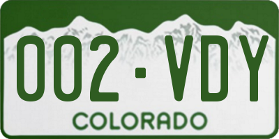 CO license plate 002VDY