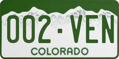 CO license plate 002VEN