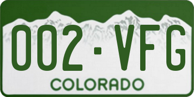 CO license plate 002VFG