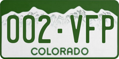 CO license plate 002VFP