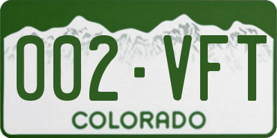 CO license plate 002VFT