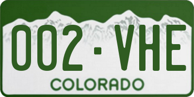CO license plate 002VHE