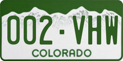 CO license plate 002VHW