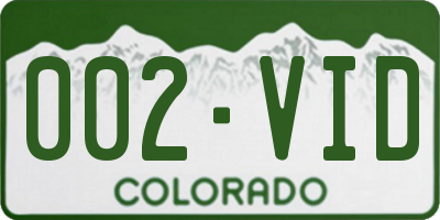 CO license plate 002VID