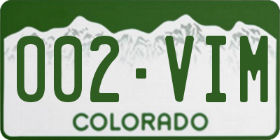 CO license plate 002VIM