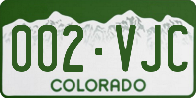 CO license plate 002VJC