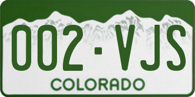 CO license plate 002VJS