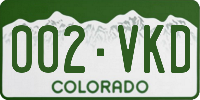 CO license plate 002VKD