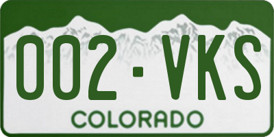 CO license plate 002VKS