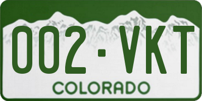 CO license plate 002VKT