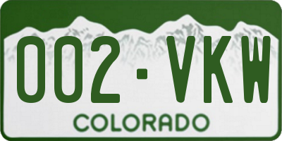 CO license plate 002VKW
