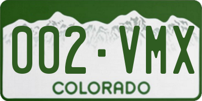 CO license plate 002VMX