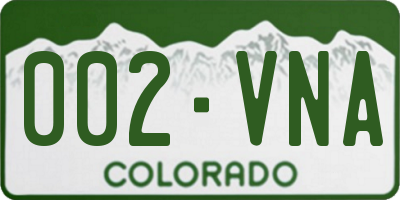 CO license plate 002VNA