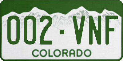 CO license plate 002VNF