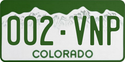 CO license plate 002VNP