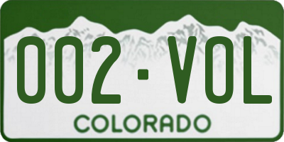 CO license plate 002VOL