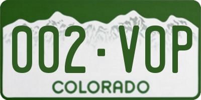 CO license plate 002VOP