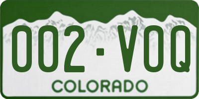 CO license plate 002VOQ