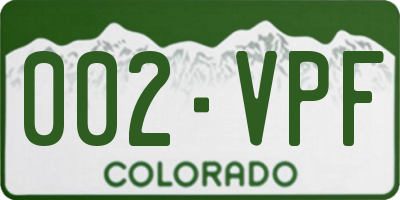CO license plate 002VPF