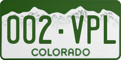 CO license plate 002VPL