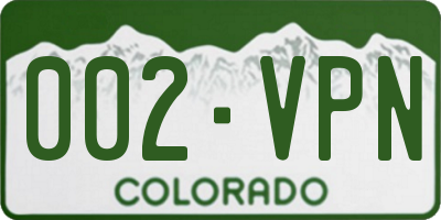 CO license plate 002VPN