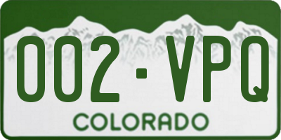 CO license plate 002VPQ