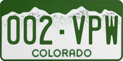 CO license plate 002VPW