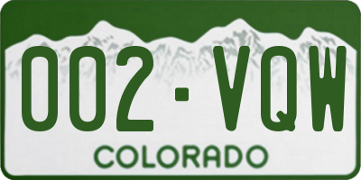 CO license plate 002VQW